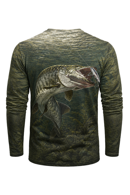 Performance Fishing Long Sleeve - Shadow Strike Muskie - AOF38 mockup artwork side