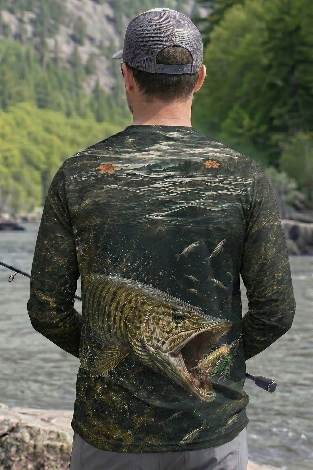Performance Fishing Long Sleeve - Shallow Weed Musky Strike - RM05 lifestyle artwork side
