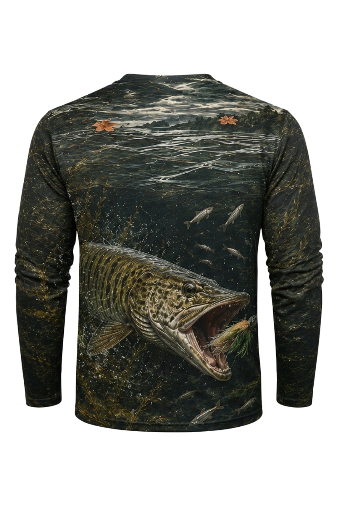 Performance Fishing Long Sleeve - Shallow Weed Musky Strike - RM05 mockup artwork side