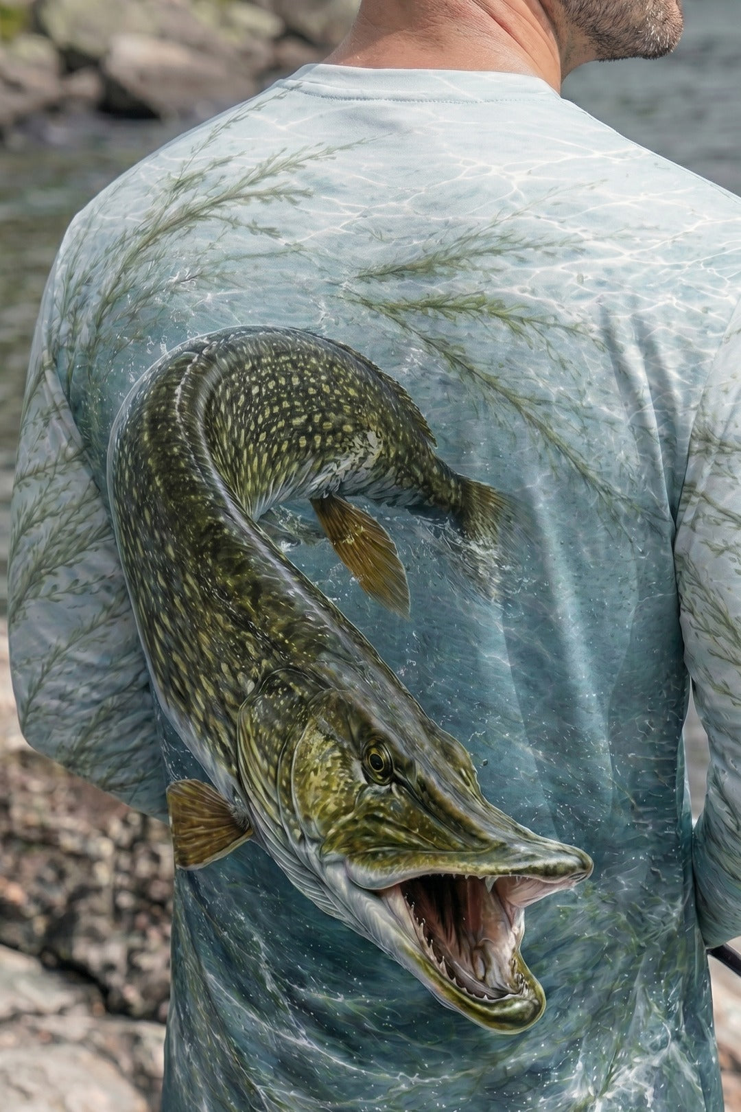 Performance Fishing Long Sleeve - Shallow Weedbed Muskie - TBT196 lifestyle artwork zoom