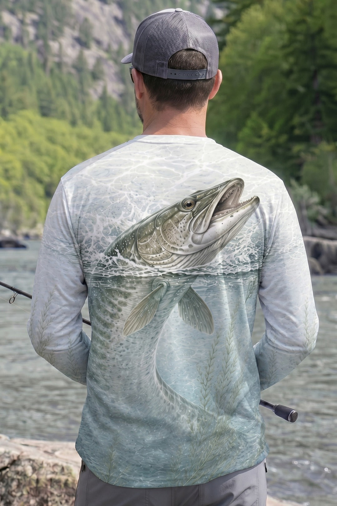 Performance Fishing Long Sleeve - Shallow Weedbed Muskie - TBT197 lifestyle artwork side