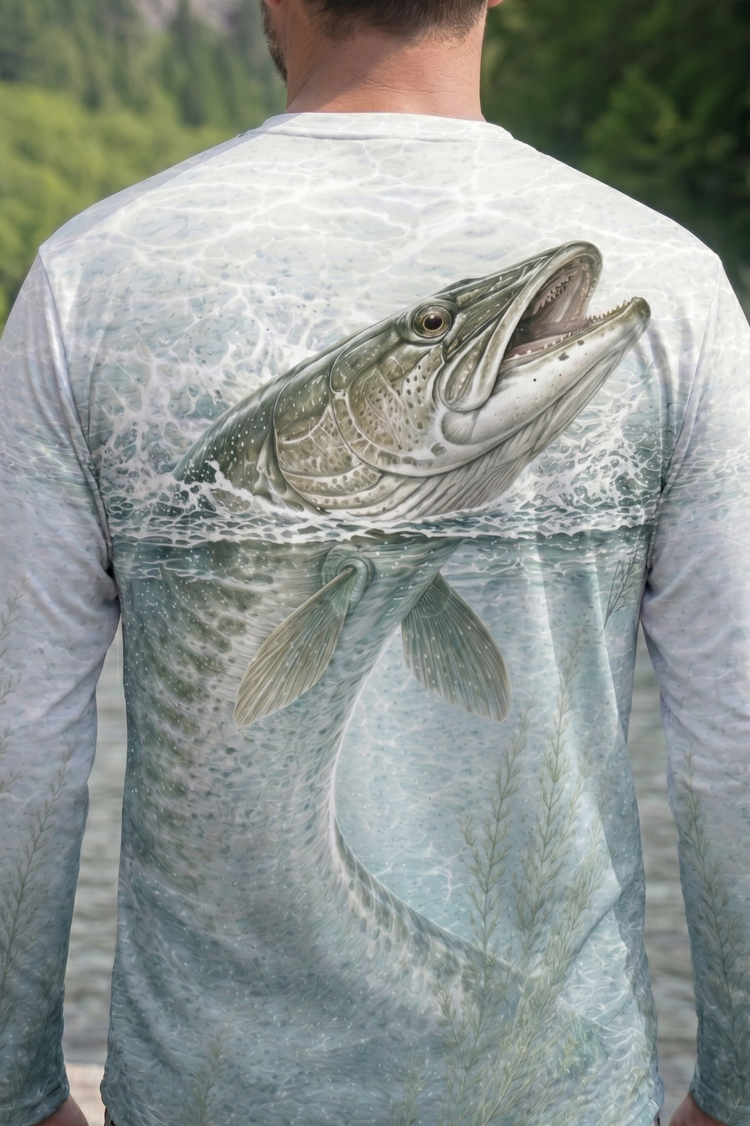 Performance Fishing Long Sleeve - Shallow Weedbed Muskie - TBT197 lifestyle artwork zoom