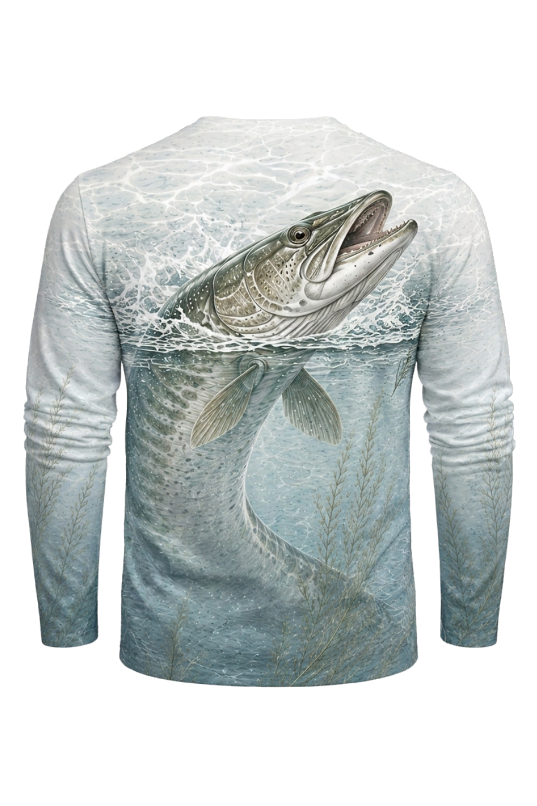 Performance Fishing Long Sleeve - Shallow Weedbed Muskie - TBT197 mockup artwork side