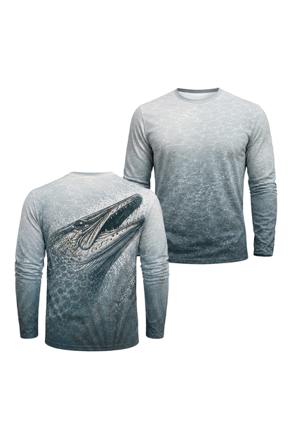 Performance Fishing Long Sleeve - Shallow Weedbed Muskie - TBT198 two shirts front artwork