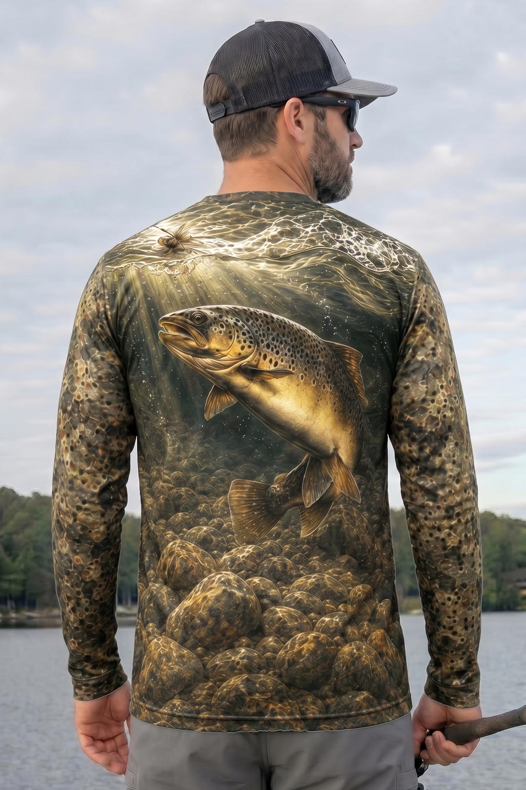 Performance Fishing Long Sleeve - Shallows Brown Trout - TBT168 lifestyle artwork side