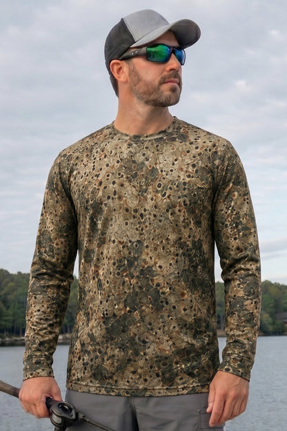 Performance Fishing Long Sleeve - Shallows Brown Trout - TBT168 lifestyle opposite side