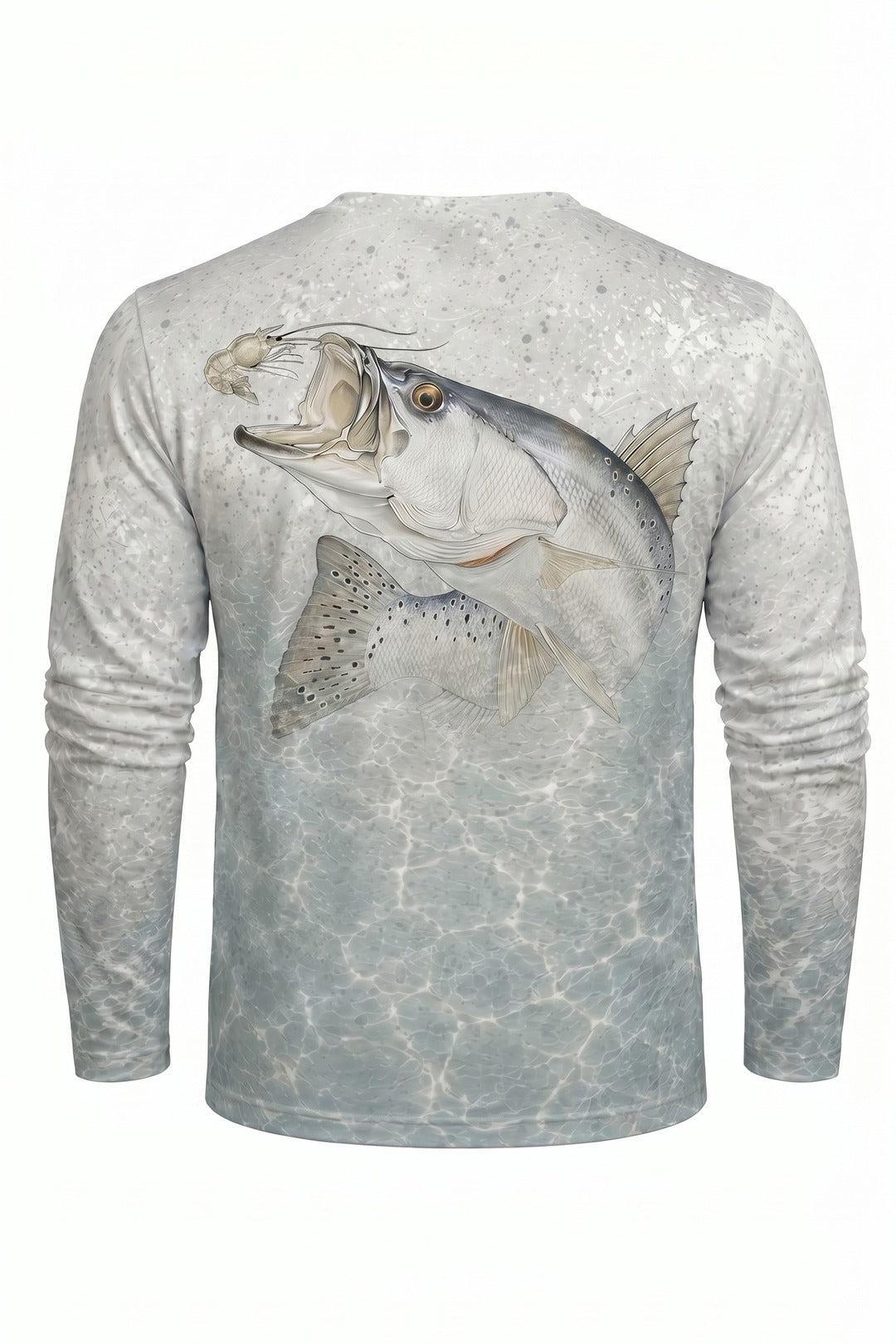 Performance Fishing Long Sleeve - Shell Edge Speckled trout - AOF41 mockup artwork side