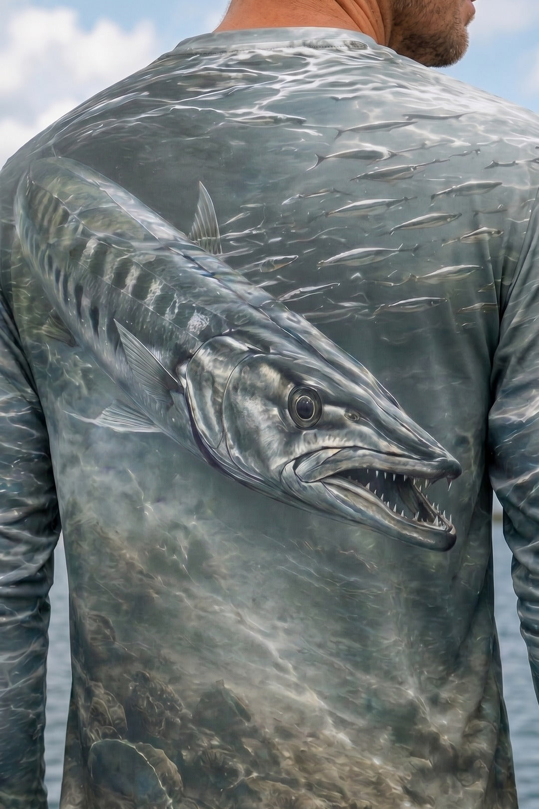 Performance Fishing Long Sleeve - Silver Barracuda Drift - AOF37 lifestyle artwork zoom