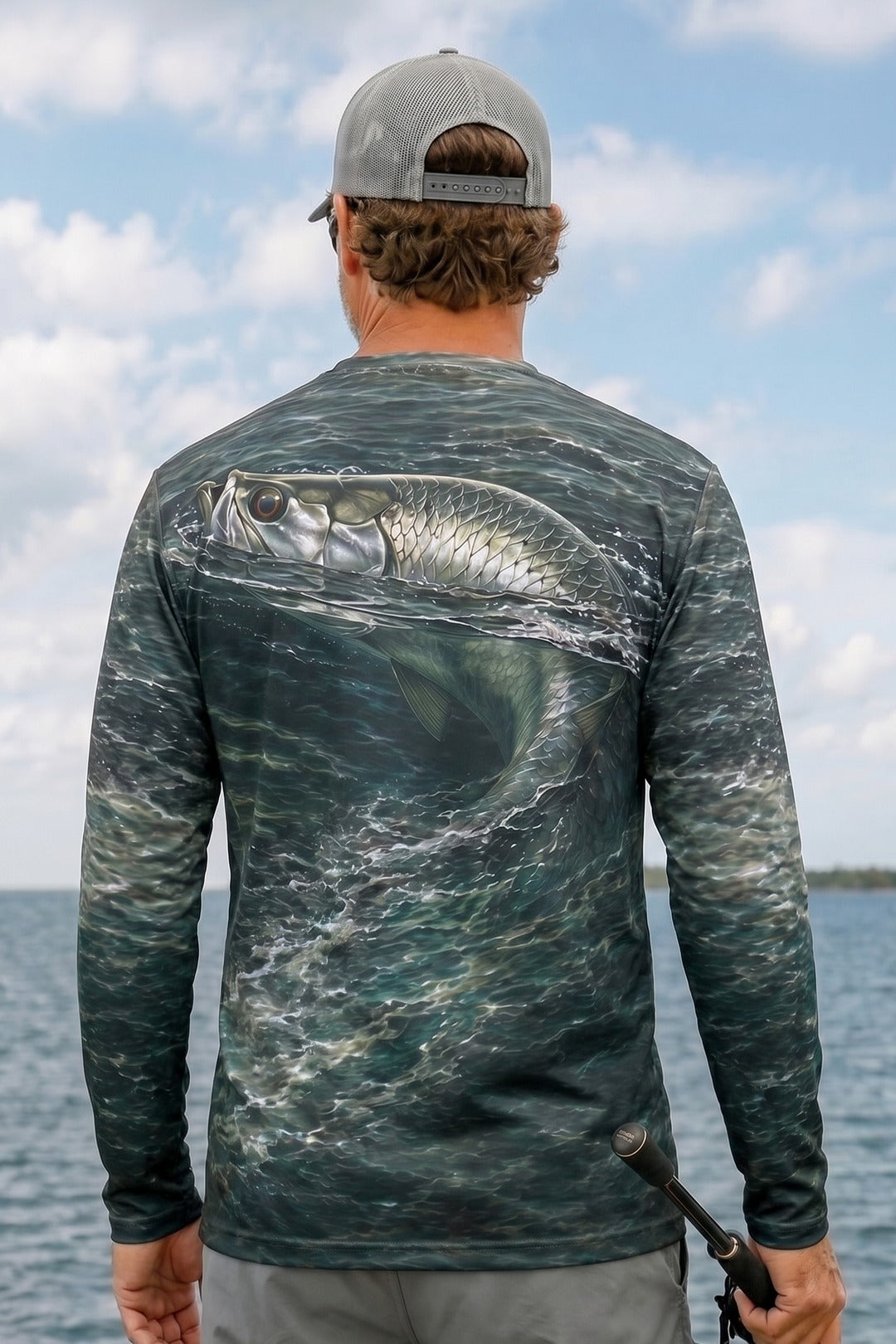 Performance Fishing Long Sleeve -  Silver Pass Roll - AOF30 lifestyle artwork side