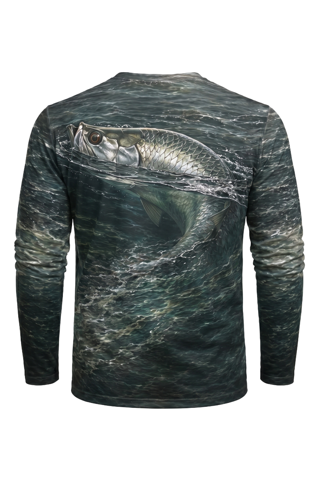 Performance Fishing Long Sleeve -  Silver Pass Roll - AOF30 mockup artwork side
