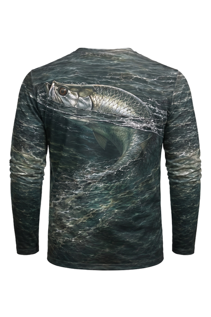 Performance Fishing Long Sleeve -  Silver Pass Roll - AOF30 mockup artwork side