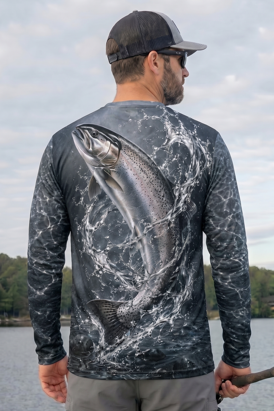 Performance Fishing Long Sleeve - Silver Splash Trout - RT20 lifestyle artwork side