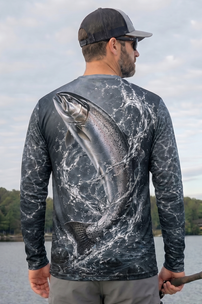 Performance Fishing Long Sleeve - Silver Splash Trout - RT20 lifestyle artwork side