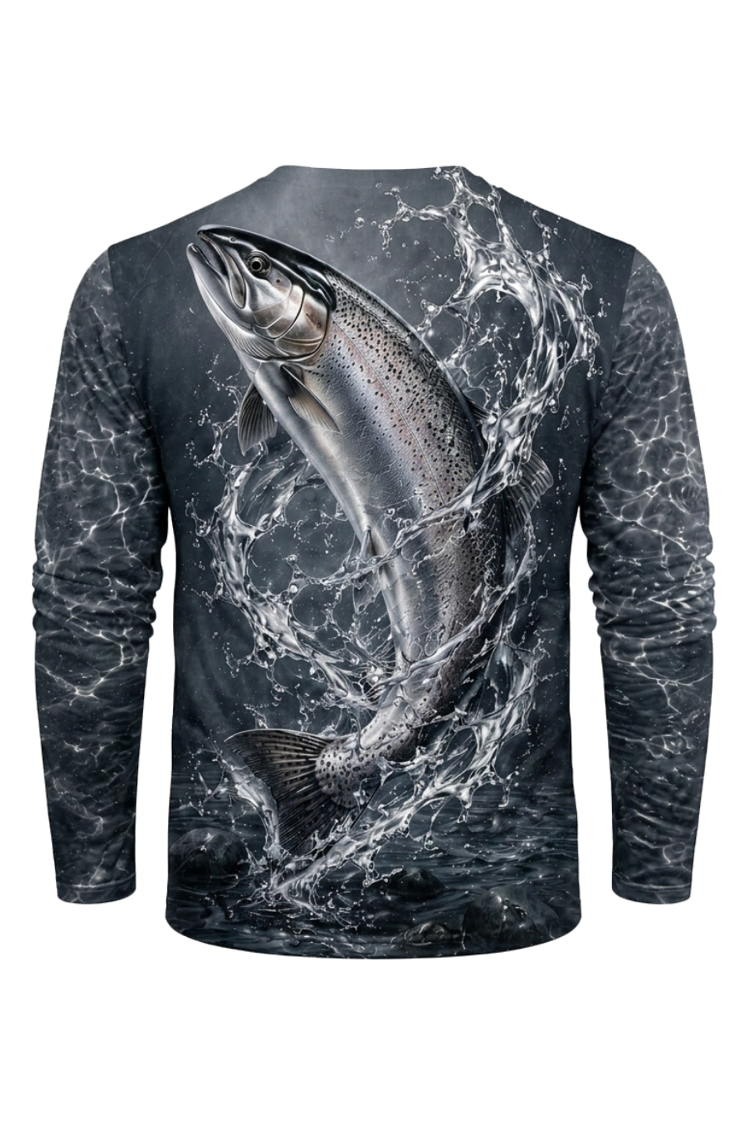 Performance Fishing Long Sleeve - Silver Splash Trout - RT20 mockup artwork side