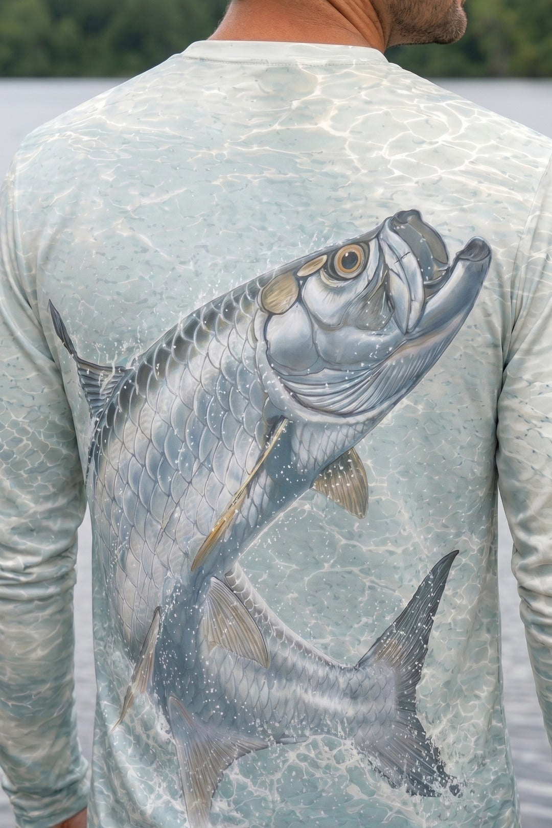 Performance Fishing Long Sleeve - Silver Tarpon Surge - AOF116 lifestyle artwork zoom
