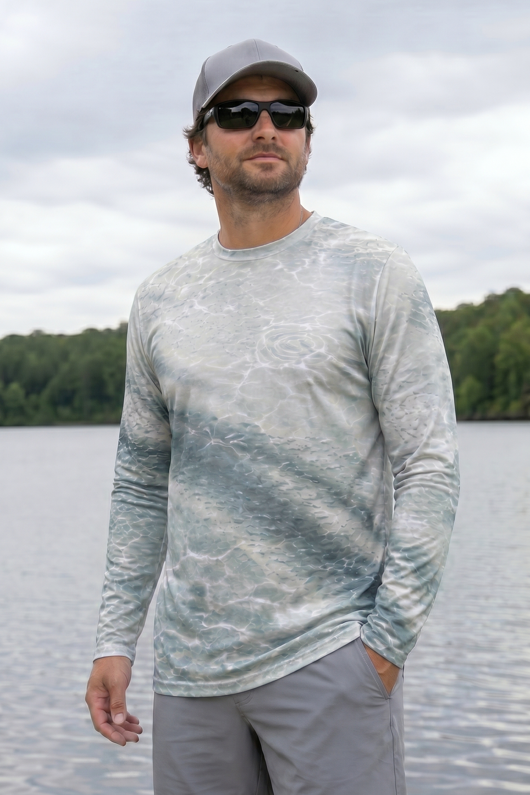Performance Fishing Long Sleeve - Silver Tarpon Surge - AOF116 lifestyle opposite side