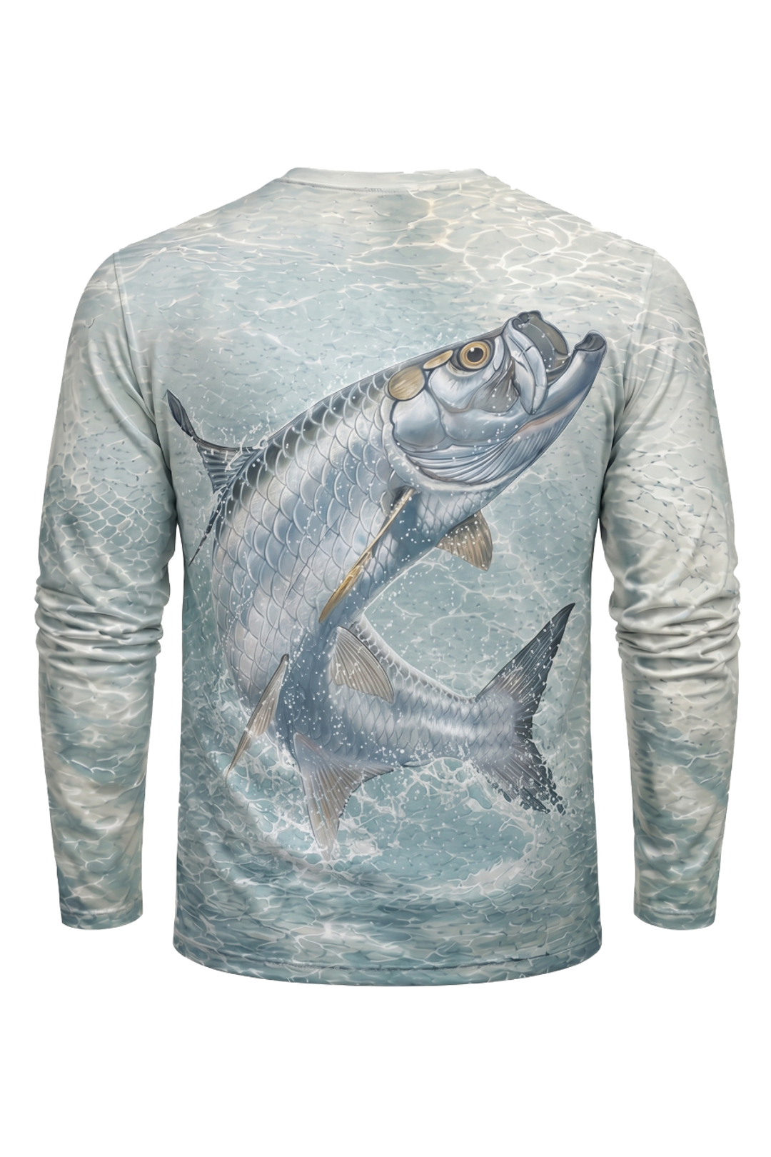 Performance Fishing Long Sleeve - Silver Tarpon Surge - AOF116 mockup artwork side