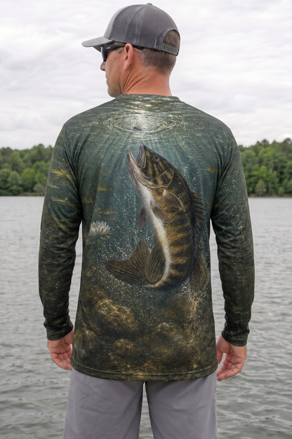 Performance Fishing Long Sleeve - Smallmouth Bass Surface Ambush - AOF143 image 2
