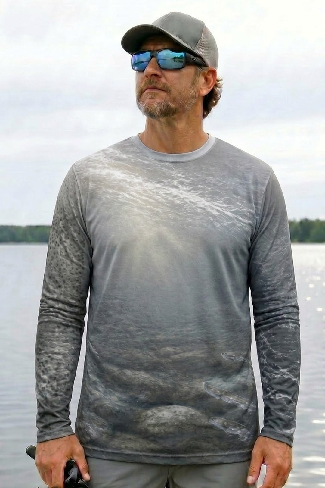 Performance Fishing Long Sleeve - Steelhead Chrome Run Veil - AOF71 lifestyle opposite side