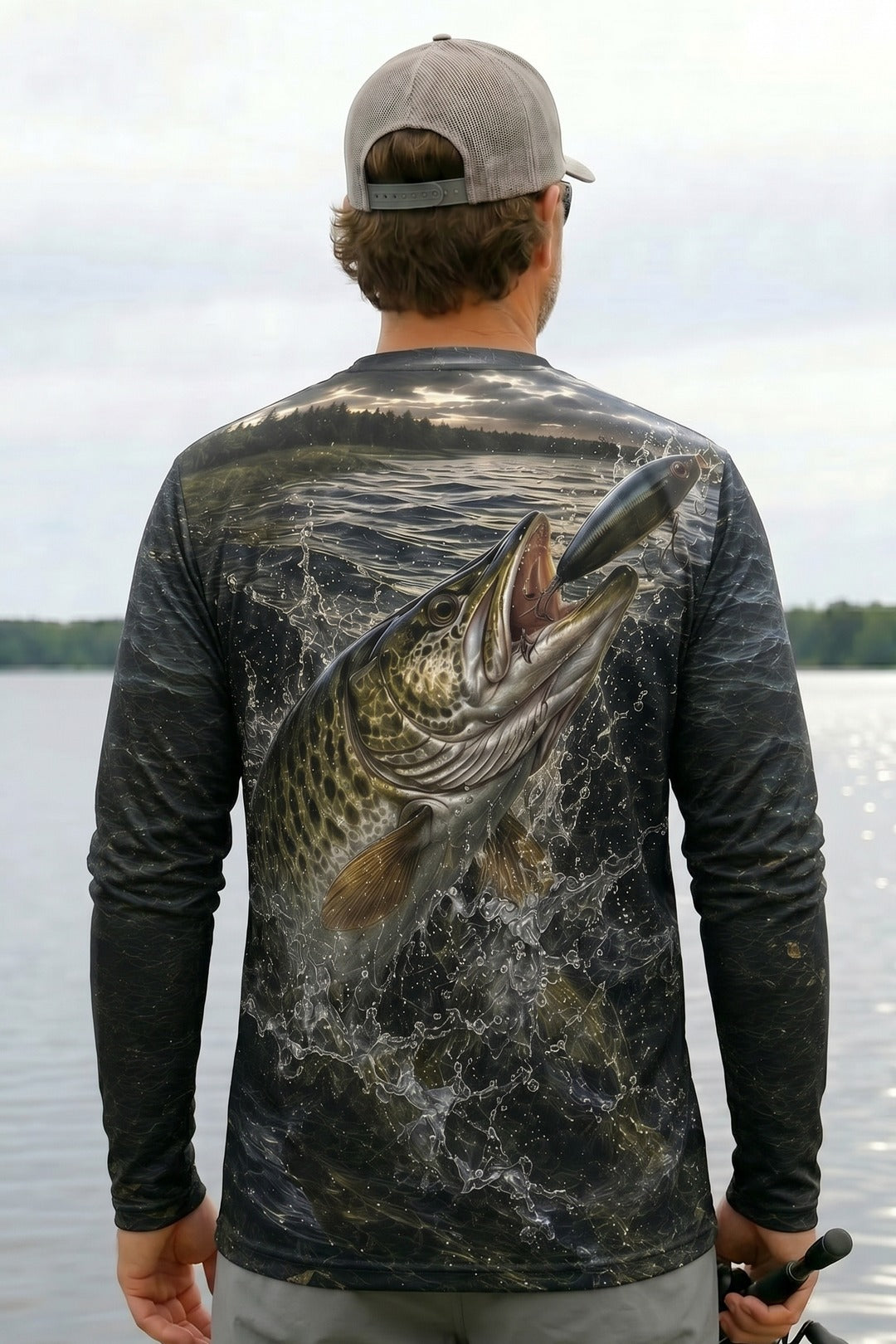 Performance Fishing Long Sleeve - Storm Lake Musky Strike - RM06 lifestyle artwork side