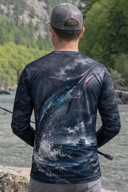 Performance Fishing Long Sleeve - Storm Leap Marlin - RS08 lifestyle artwork side