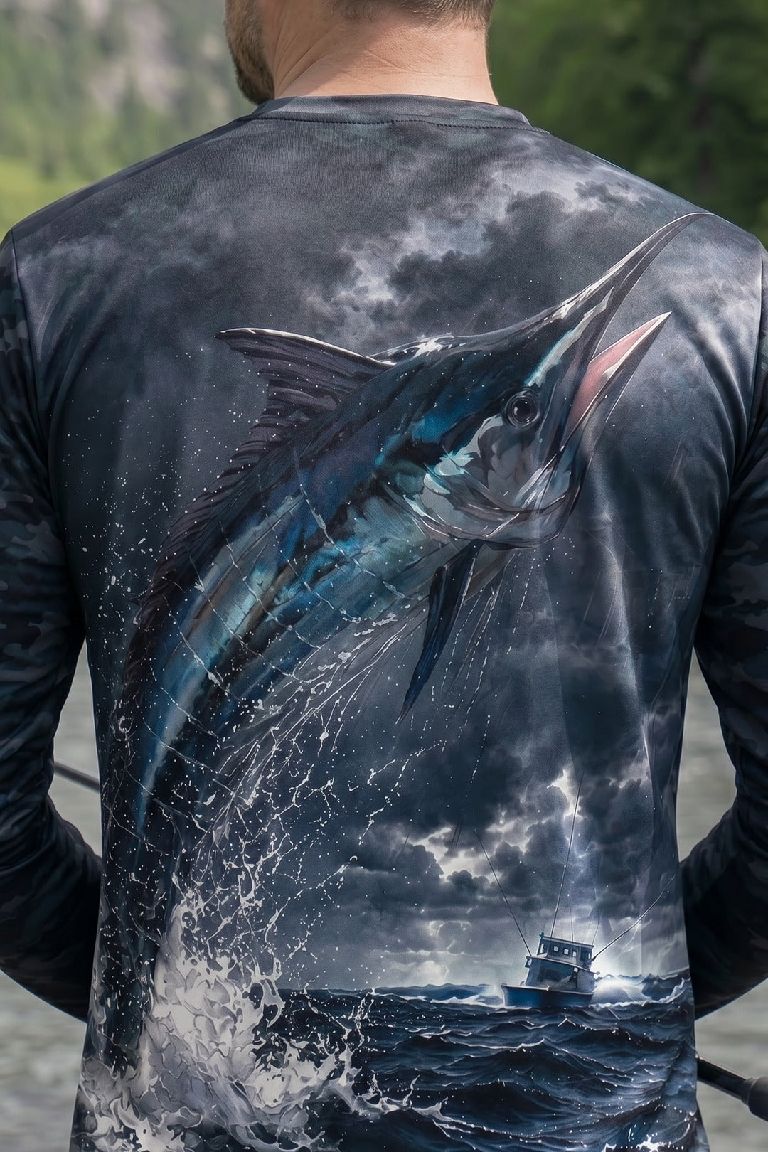 Performance Fishing Long Sleeve - Storm Leap Marlin - RS08 lifestyle artwork zoom
