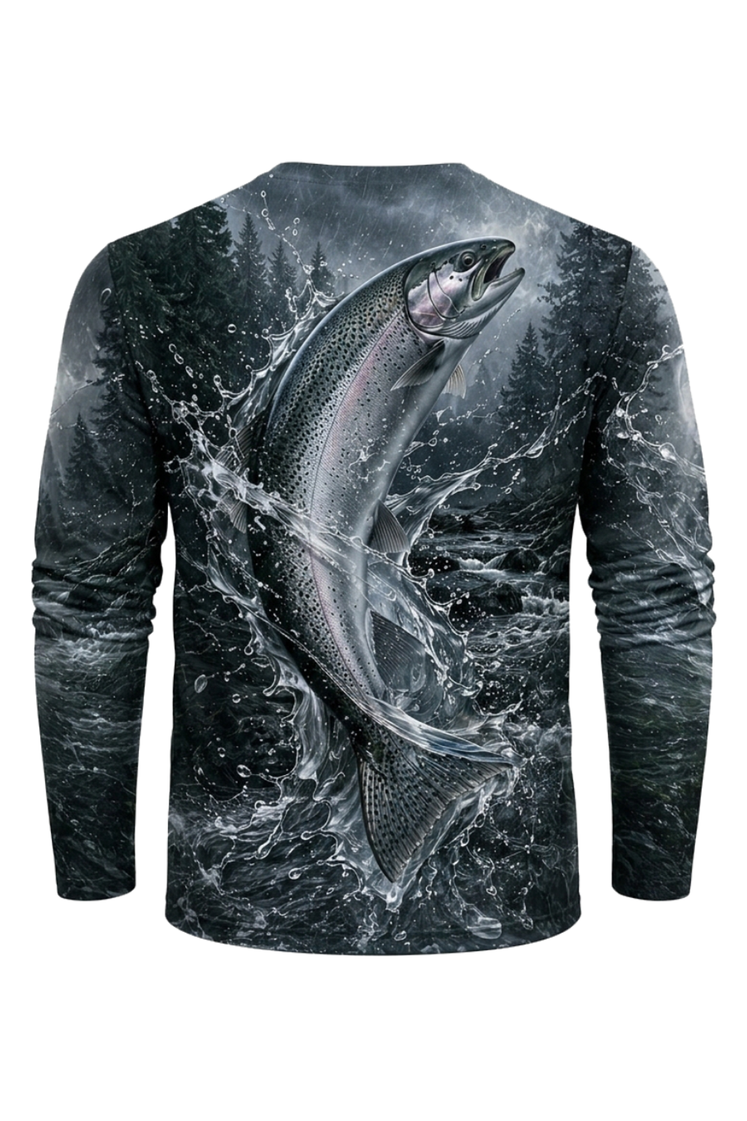 Performance Fishing Long Sleeve - Storm River Steelhead - RT21 mockup artwork side