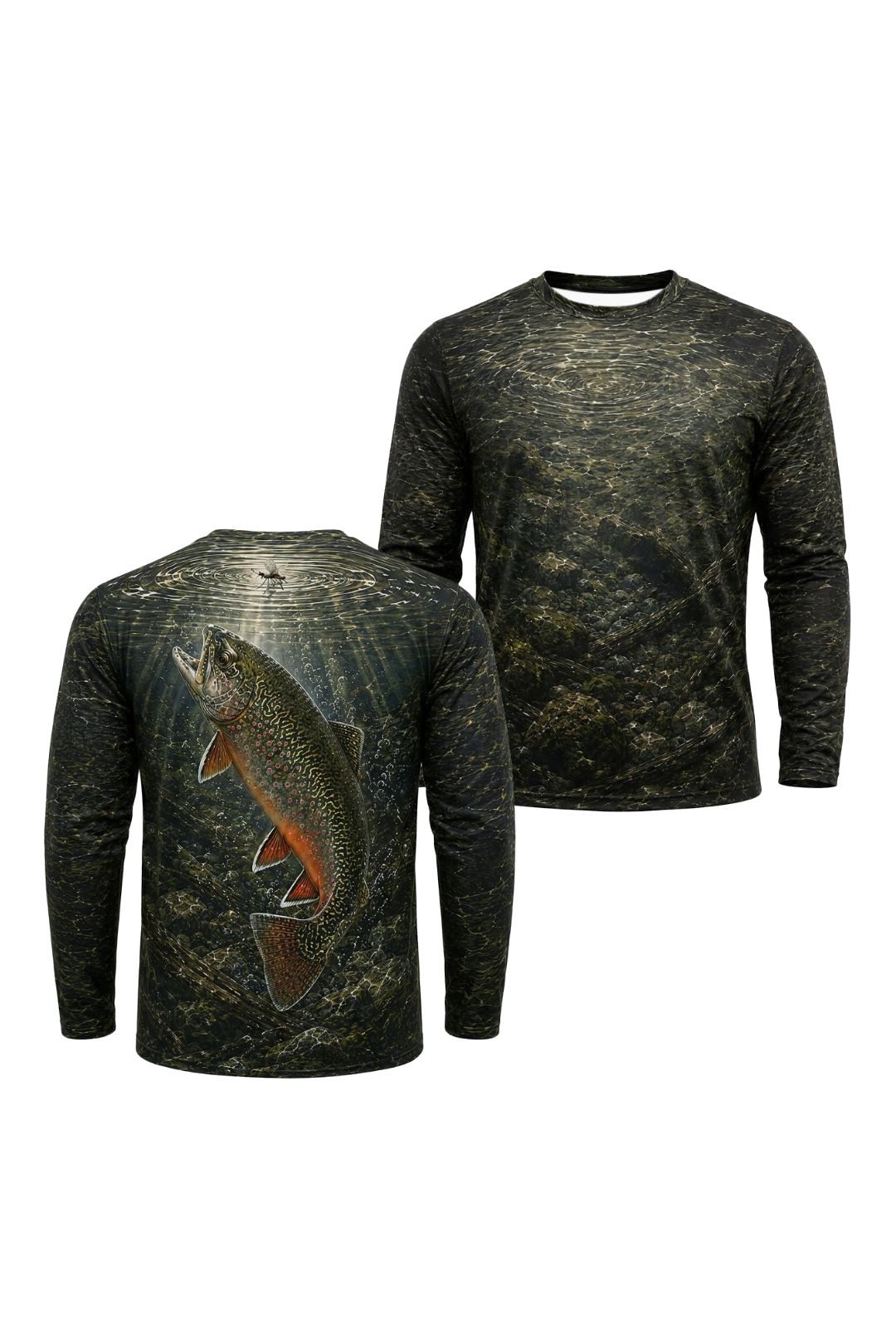 Performance Fishing Long Sleeve - Sunken Brook Trout - TBT171 two shirts front artwork