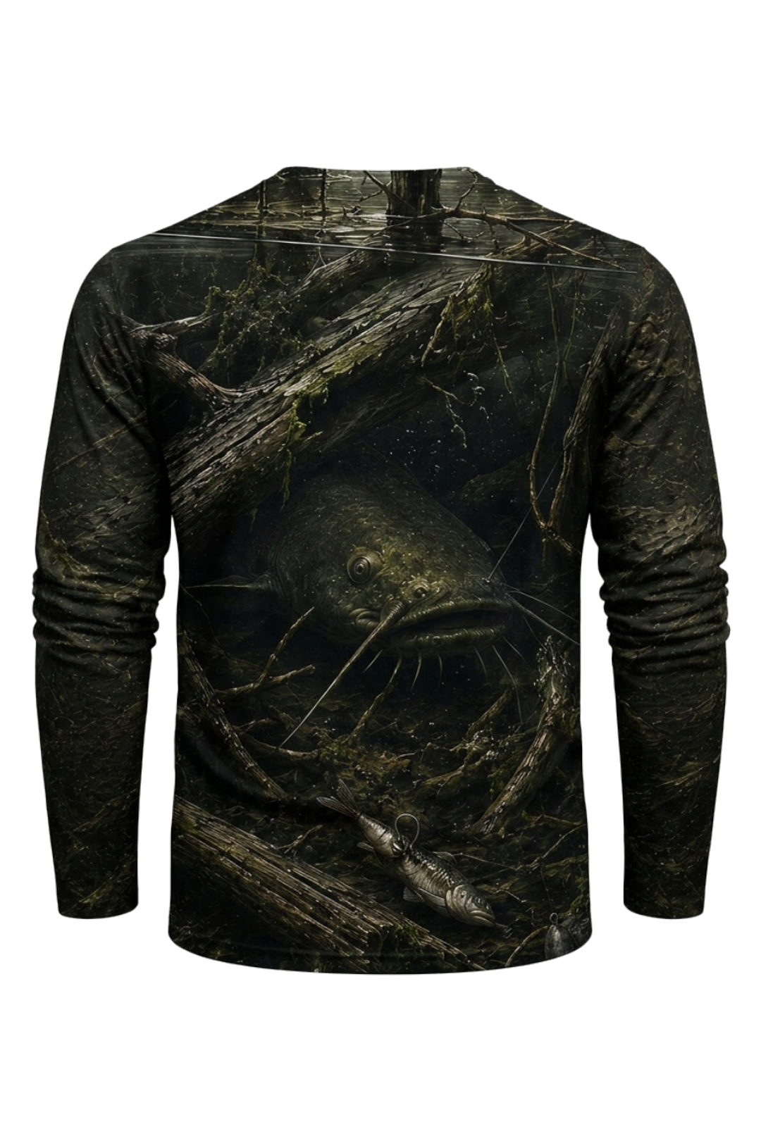 Performance Fishing Long Sleeve - Sunken Timber Catfish - RFC10 mockup artwork side