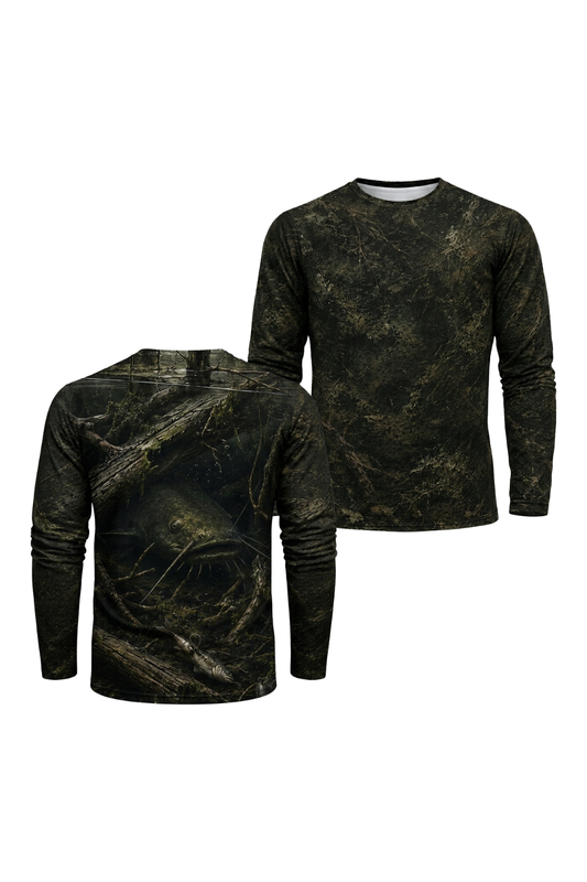Performance Fishing Long Sleeve - Sunken Timber Catfish - RFC10 two shirts front artwork