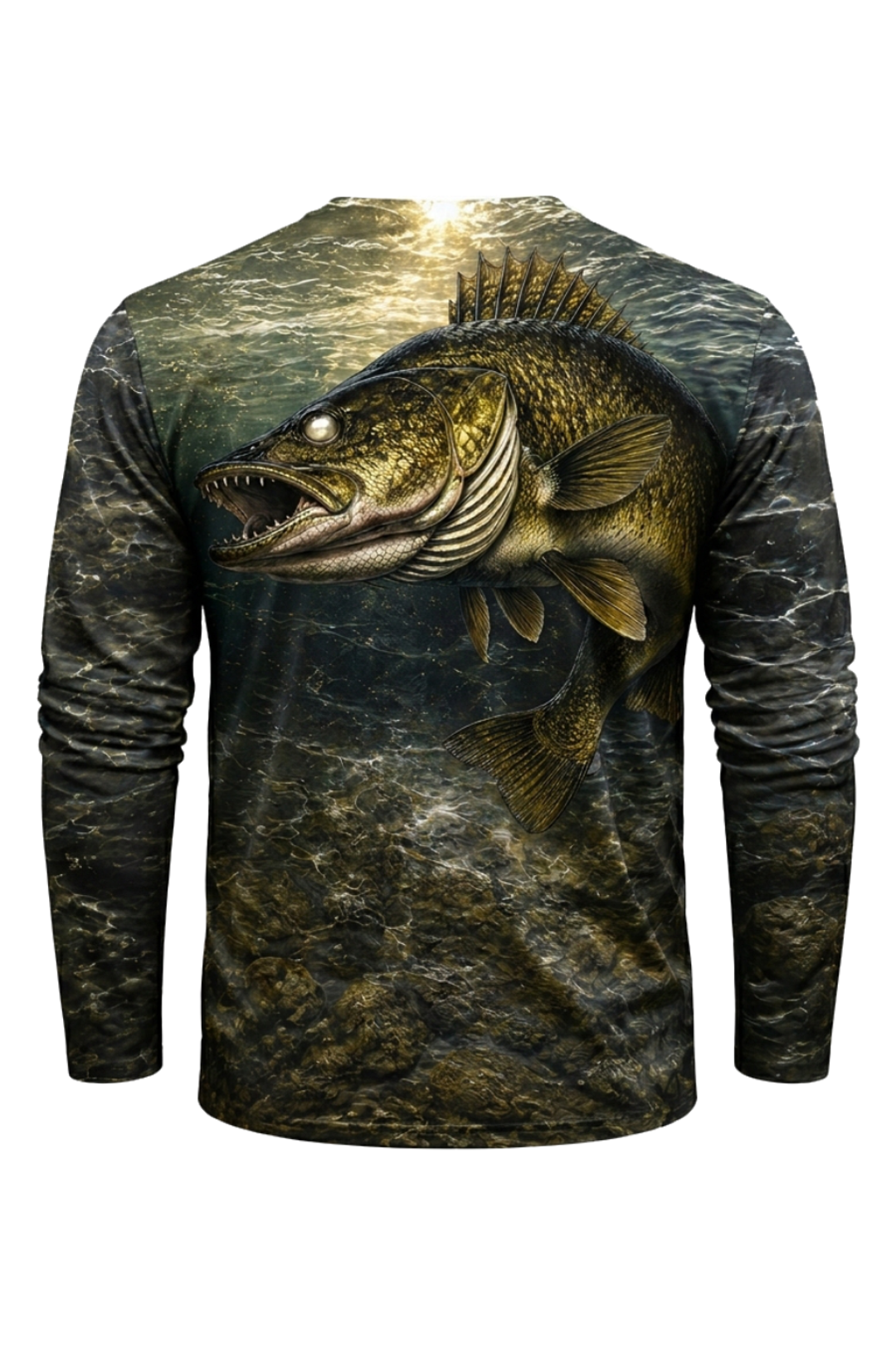 Performance Fishing Long Sleeve - Sunlit Bottom Walleye - TBT188 mockup artwork side