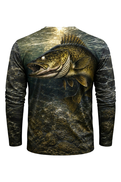 Performance Fishing Long Sleeve - Sunlit Bottom Walleye - TBT188 mockup artwork side