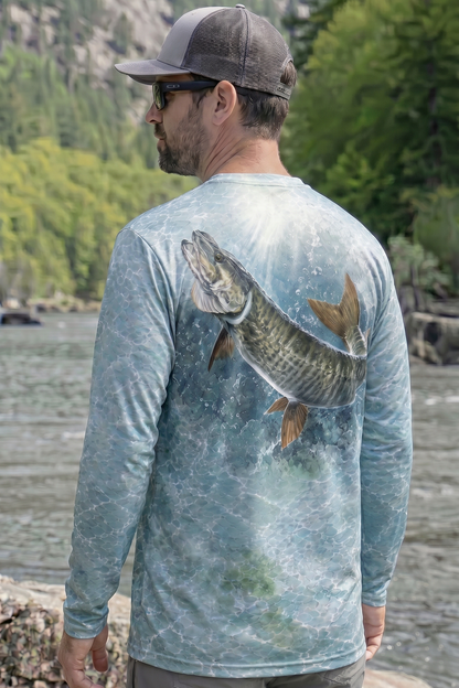 Performance Fishing Long Sleeve - Sunlit Scale Muskie - TBT200 lifestyle artwork side