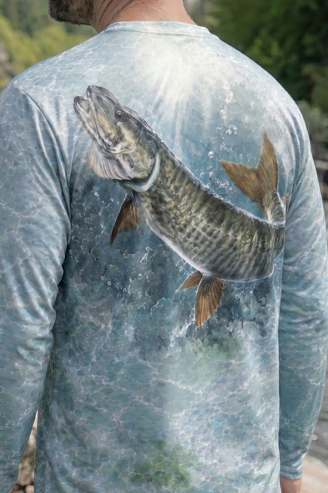 Performance Fishing Long Sleeve - Sunlit Scale Muskie - TBT200 lifestyle artwork zoom