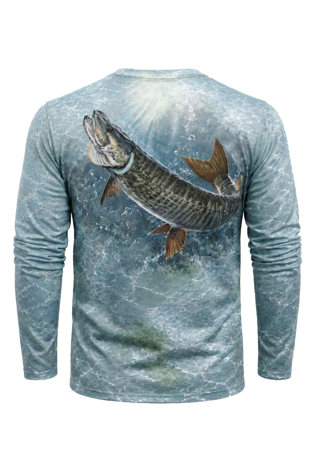 Performance Fishing Long Sleeve - Sunlit Scale Muskie - TBT200 mockup artwork side