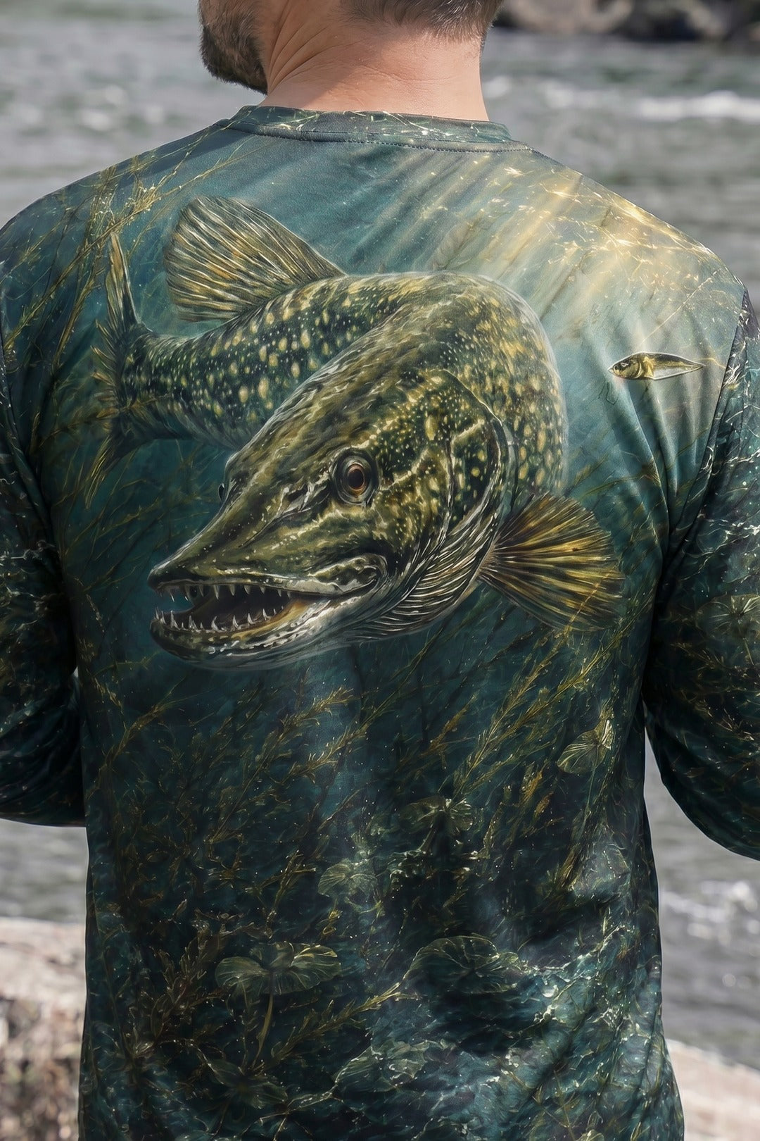 Performance Fishing Long Sleeve - Sunlit Shallows Pike - TBT193 lifestyle artwork zoom