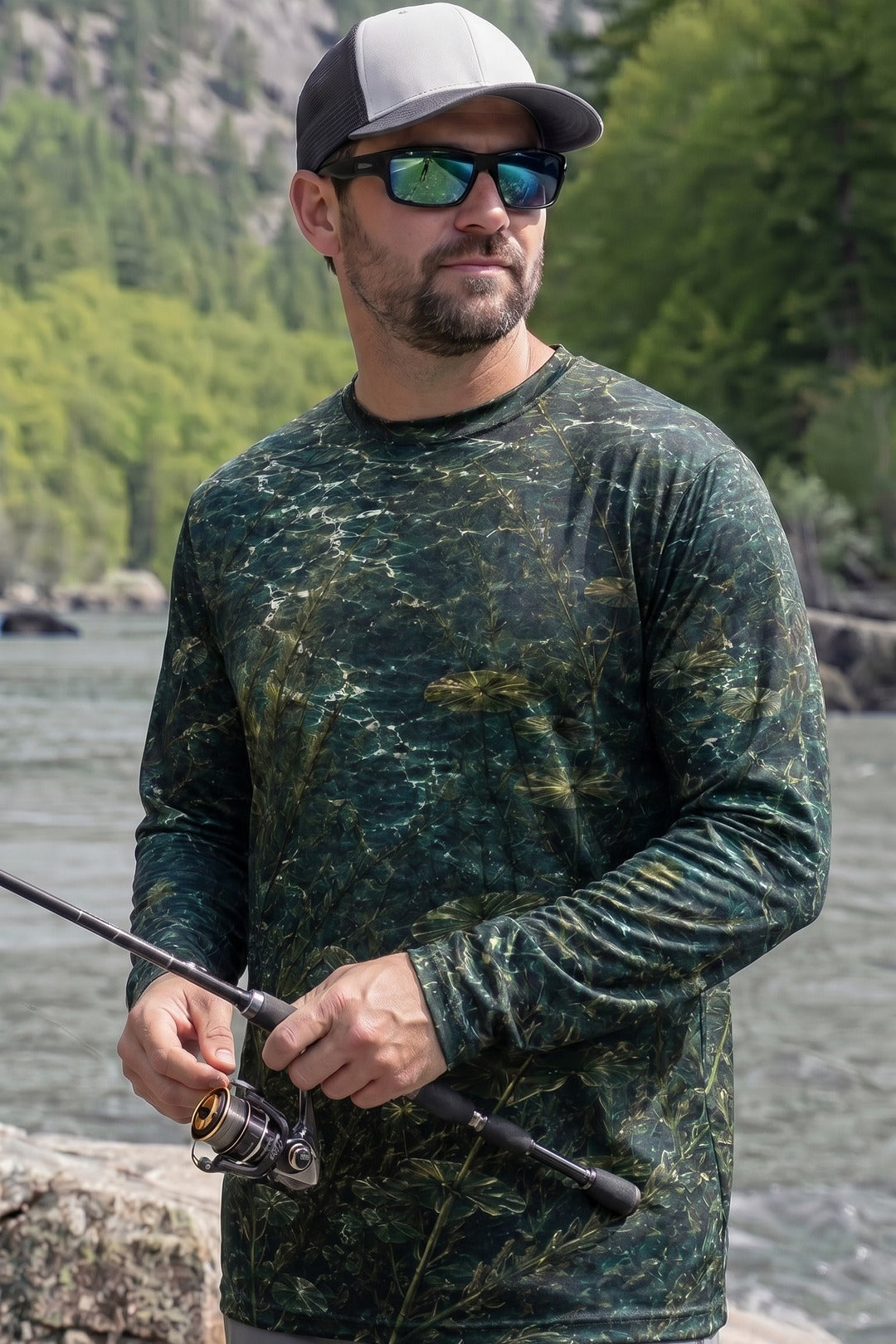 Performance Fishing Long Sleeve - Sunlit Shallows Pike - TBT193 lifestyle opposite side