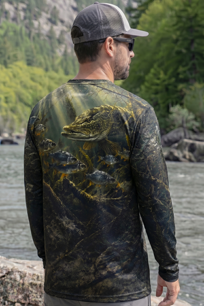 Performance Fishing Long Sleeve - Sunlit Timber Pike - TBT194 lifestyle artwork side