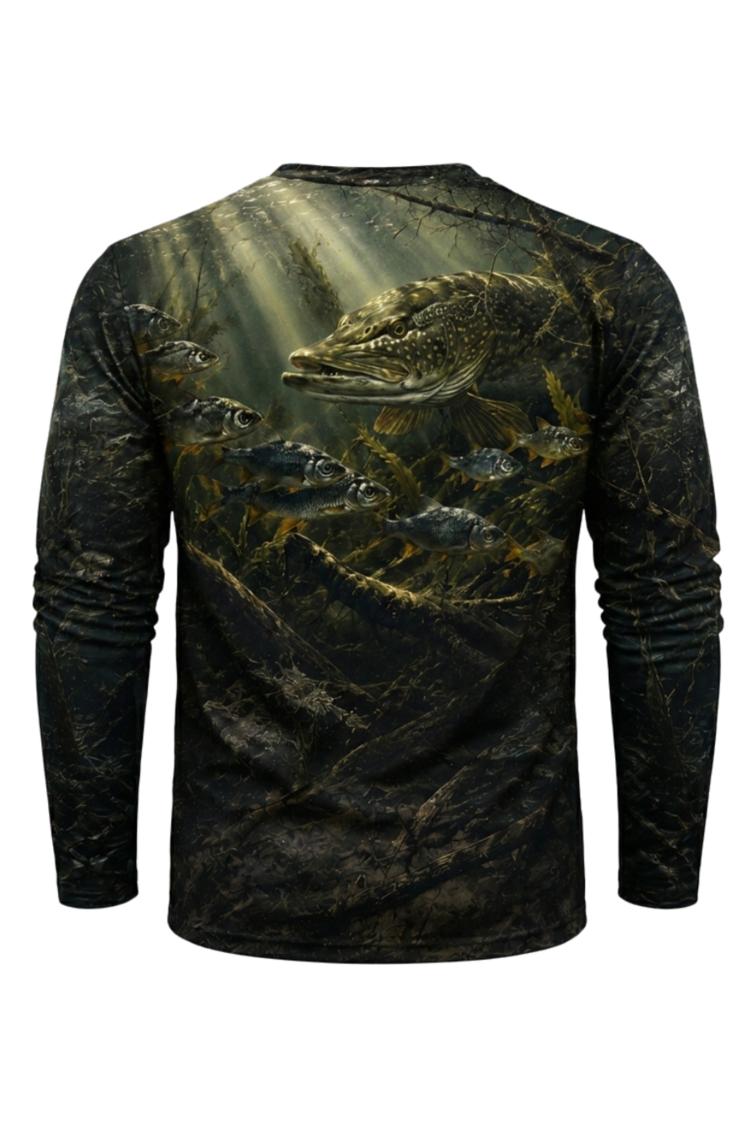 Performance Fishing Long Sleeve - Sunlit Timber Pike - TBT194 mockup artwork side