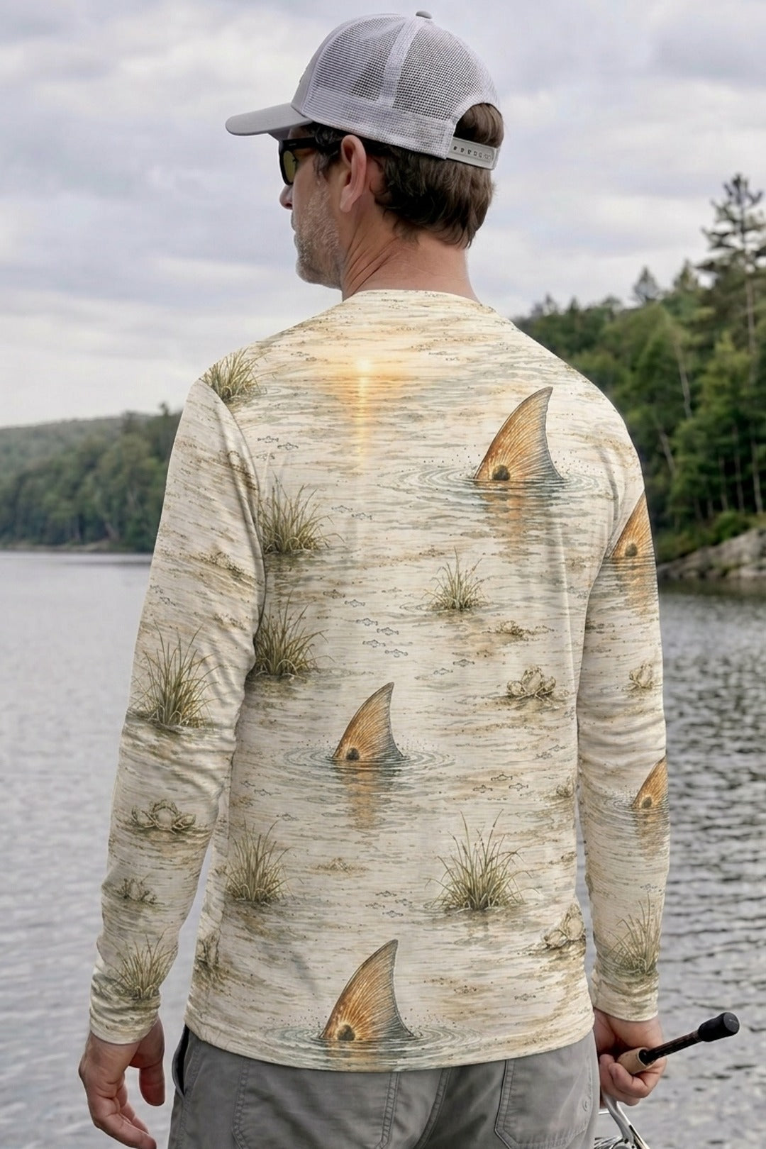Performance Fishing Long Sleeve - Sunset Flats Redfish Pattern - RP04 lifestyle opposite side