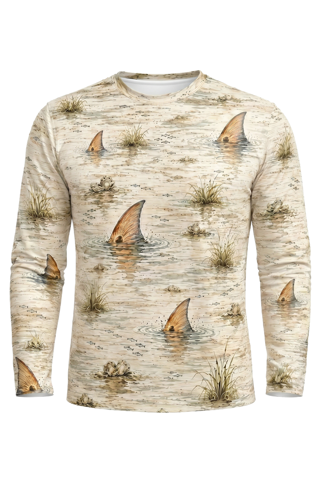 Performance Fishing Long Sleeve - Sunset Flats Redfish Pattern - RP04 mockup artwork side