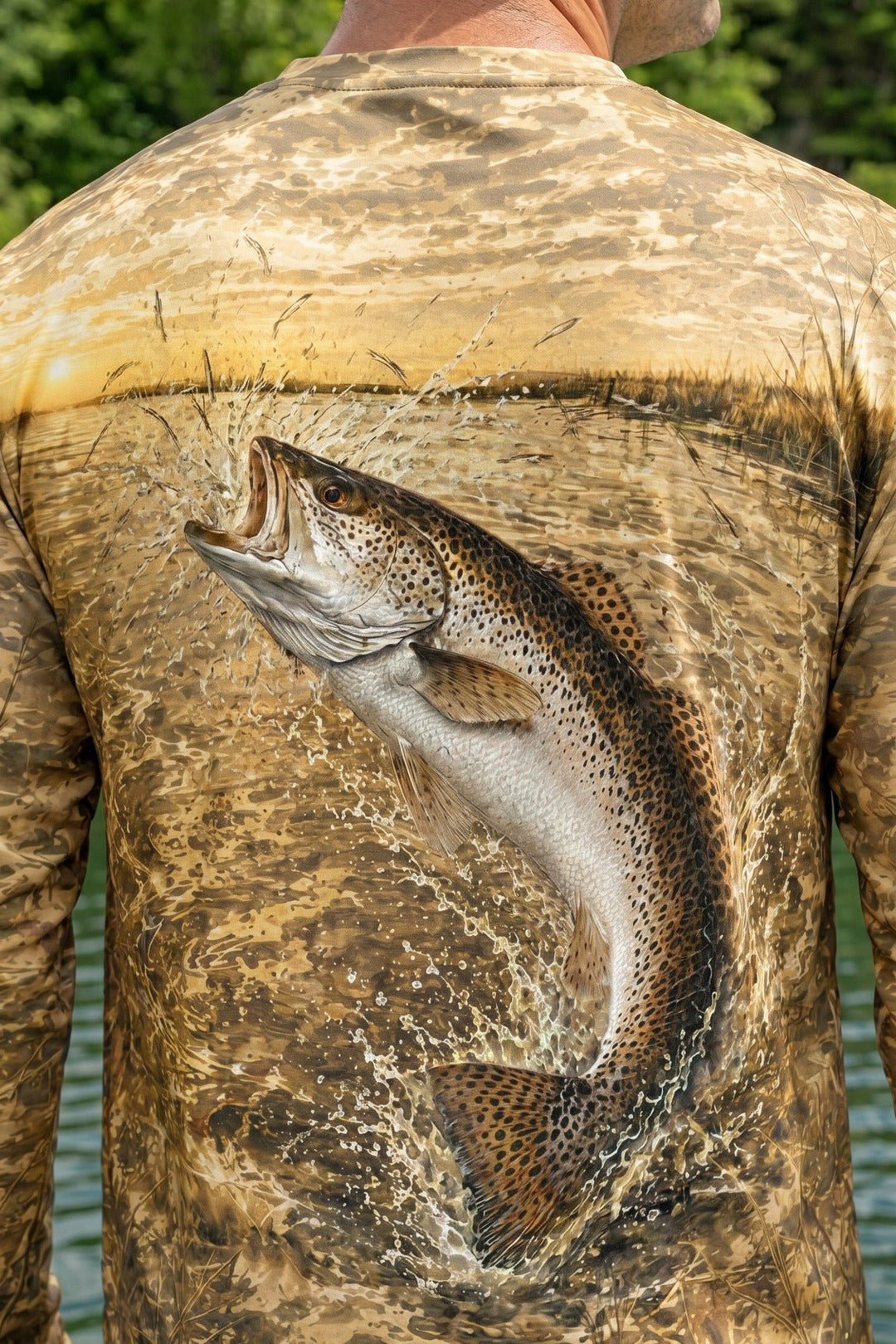 Performance Fishing Long Sleeve - Sunset Marsh Speckled Trout - RT05 lifestyle artwork zoom