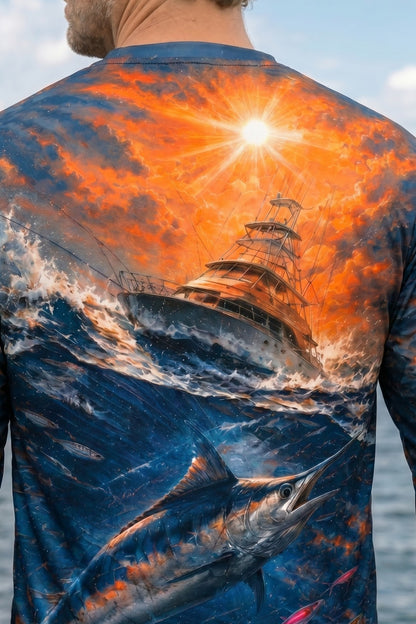 Performance Fishing Long Sleeve - Sunset Trolling Marlin - RS07 lifestyle artwork zoom