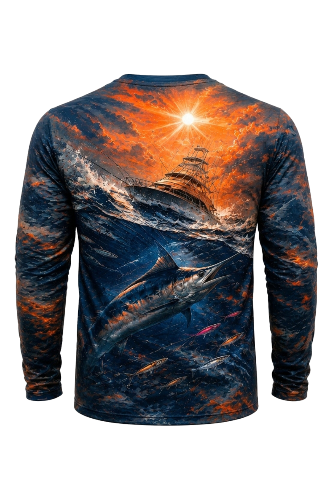 Performance Fishing Long Sleeve - Sunset Trolling Marlin - RS07 mockup artwork side