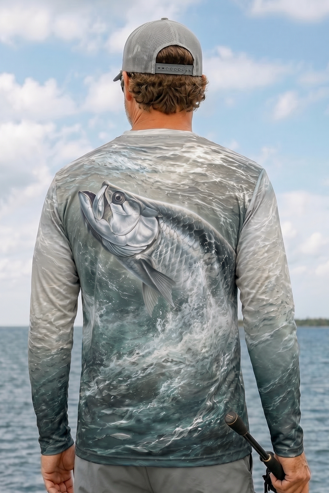 Performance Fishing Long Sleeve - Tarpon Silver Surge - AOF58 lifestyle artwork side