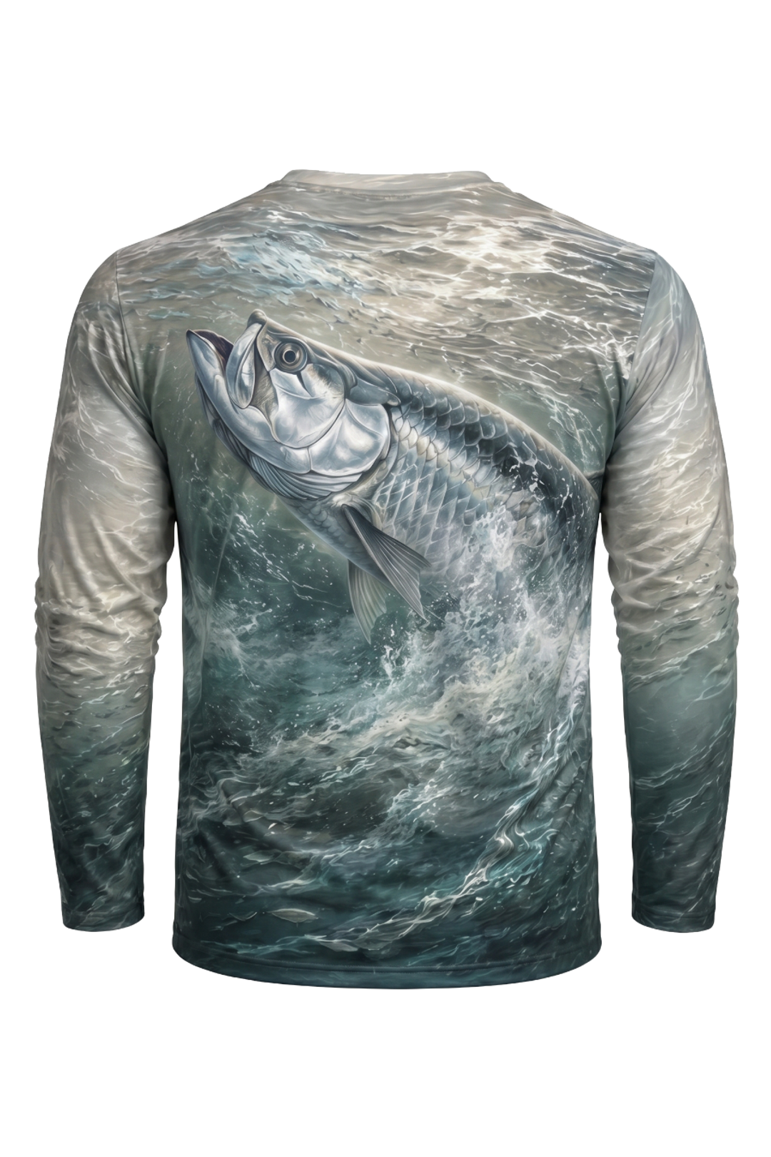 Performance Fishing Long Sleeve - Tarpon Silver Surge - AOF58 mockup artwork side