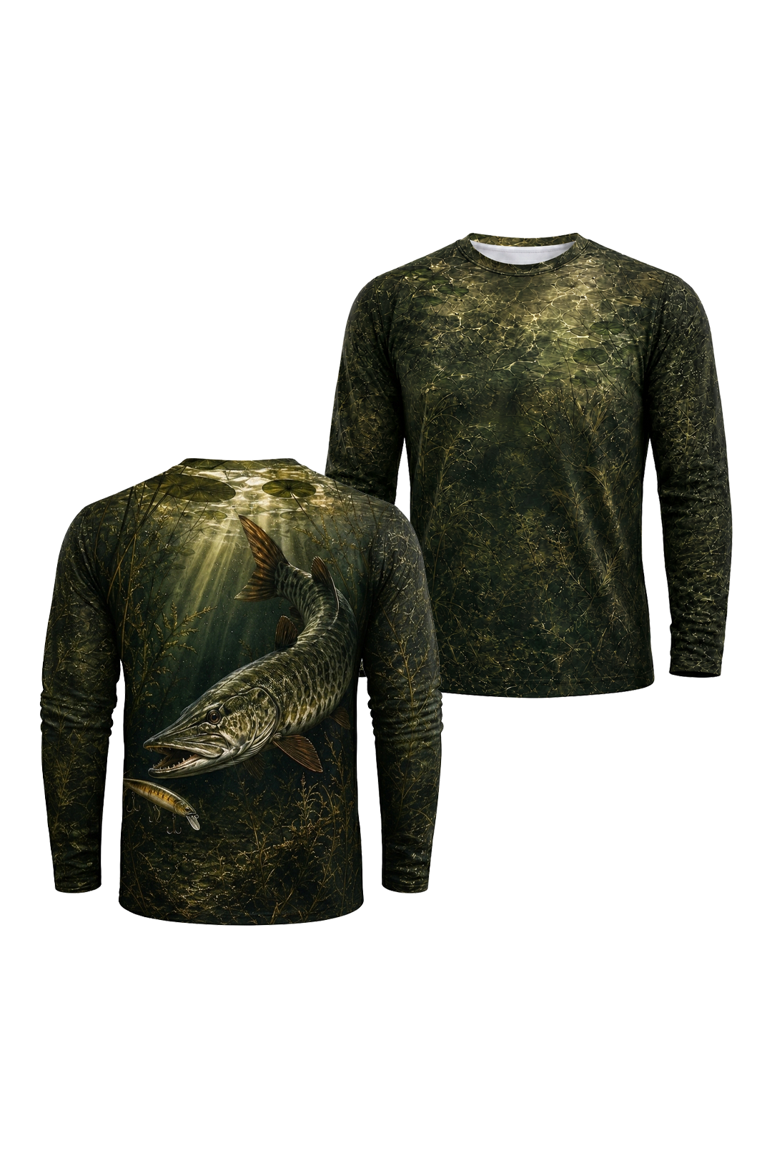 Performance Fishing Long Sleeve - The Follow Musky - RM08 two shirts front artwork