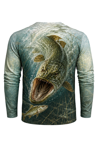 Performance Fishing Long Sleeve - Topwater One Bite Pike - RNP06 mockup artwork side