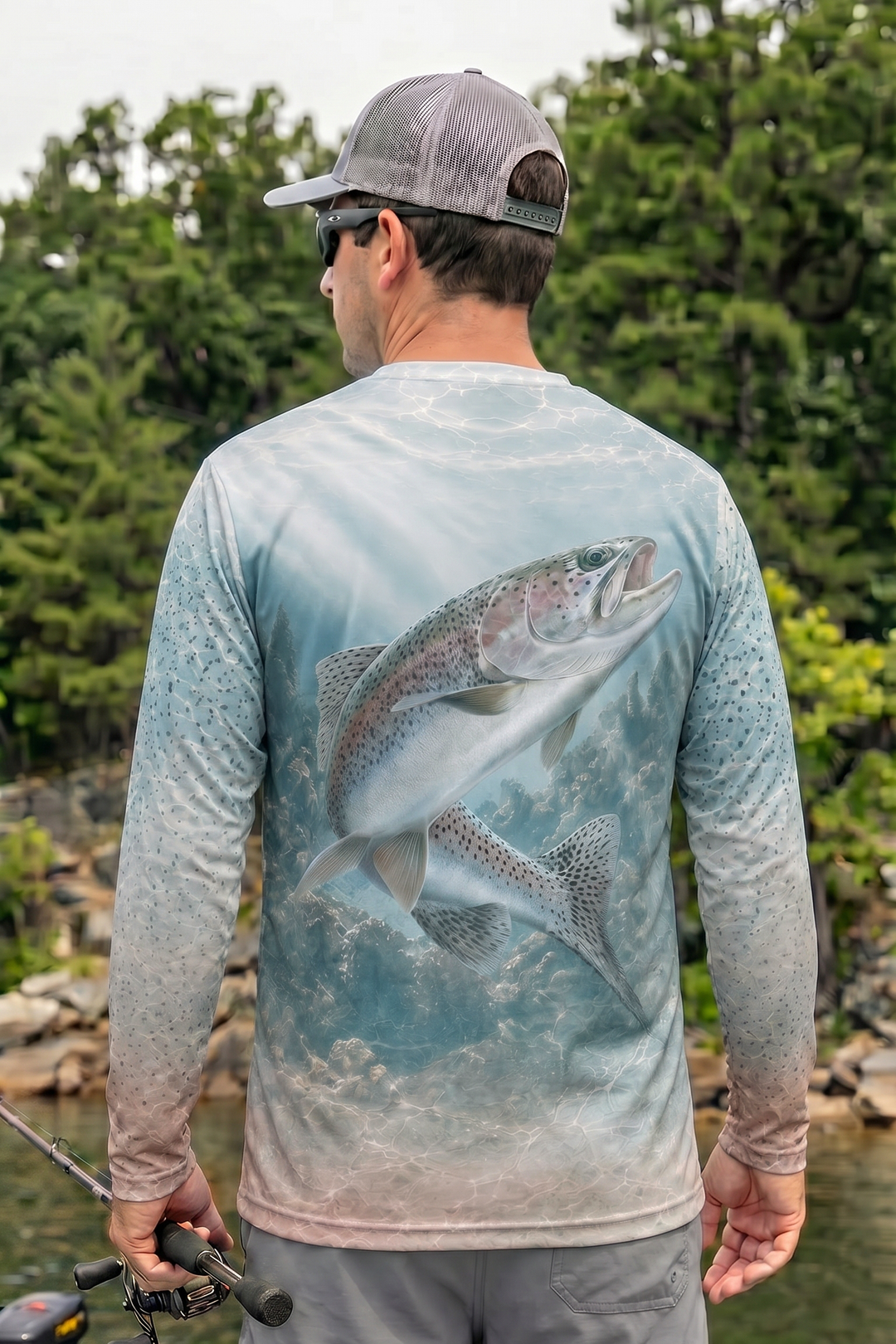 Performance Fishing Long Sleeve - Trout Alpine Glow - AOF53 lifestyle artwork side