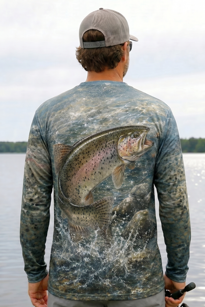 Performance Fishing Long Sleeve - Trout Freestone Drift - AOF51 lifestyle artwork side